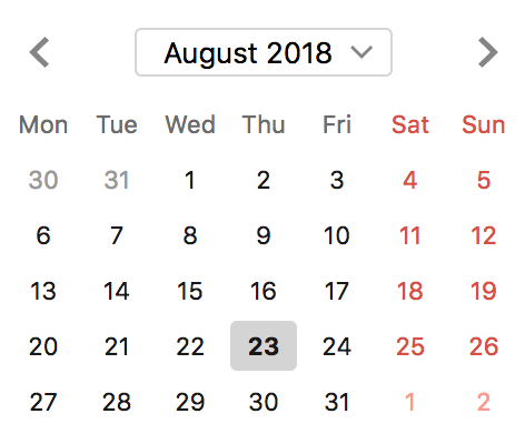 Typical calendar view